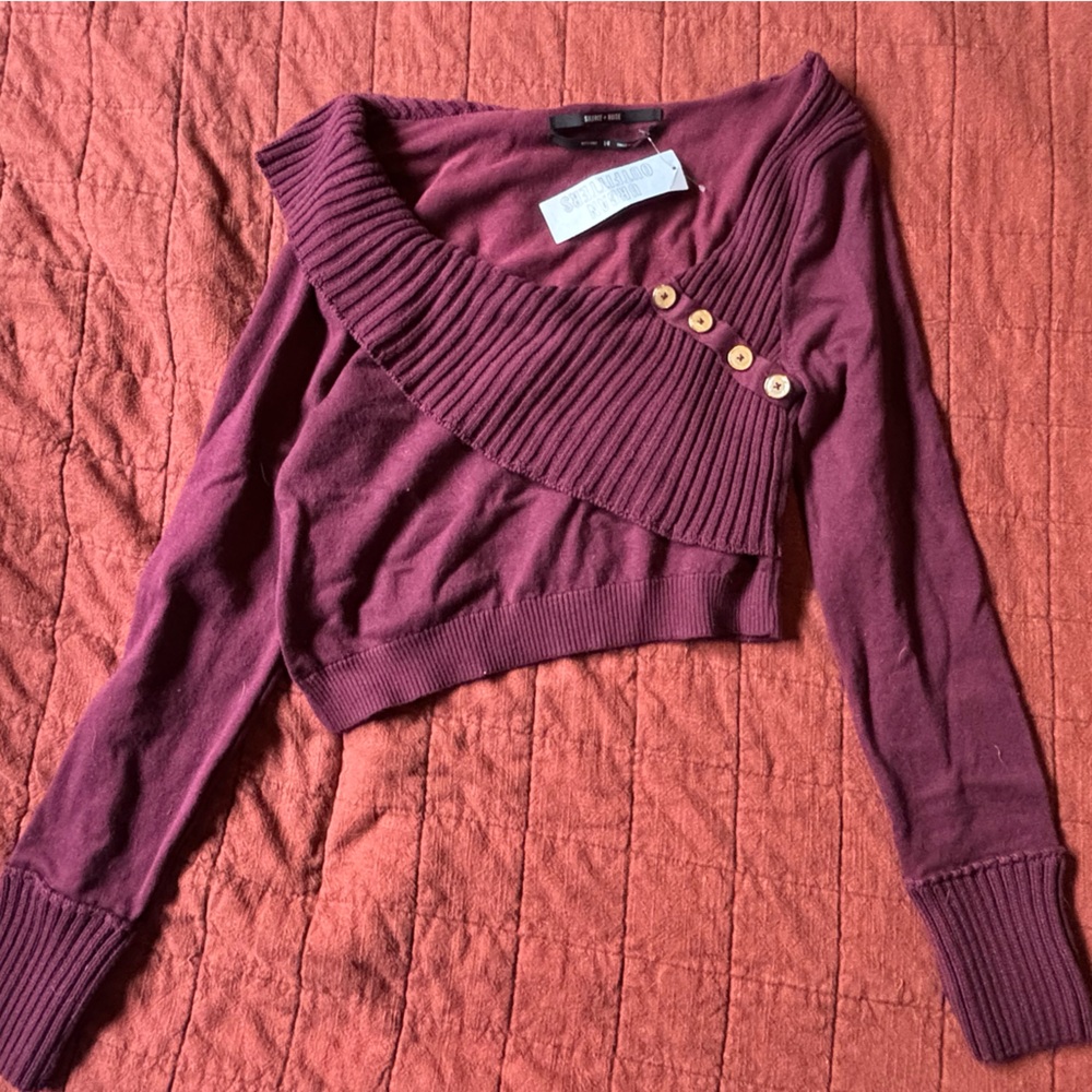 Silence + Noise Plum Knit Top